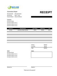 automotive repair receipt template