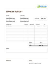 bakery receipt template bakery receipt template