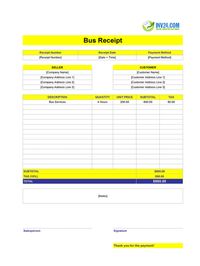bus receipt template bus receipt template