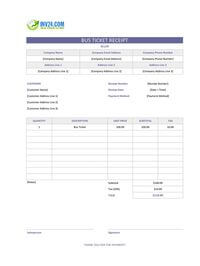 bus ticket receipt template