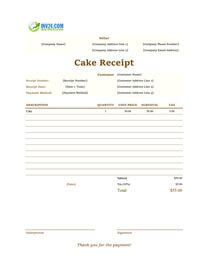 cake receipt template cake receipt template