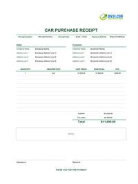 car purchase receipt template