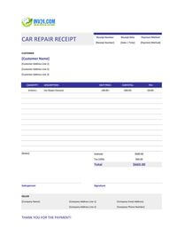 car repair receipt template