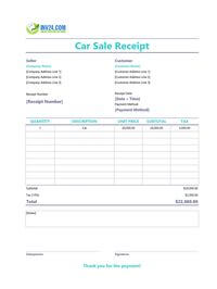 car sale receipt template car sale receipt template