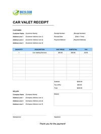 car valet receipt template car valet receipt template