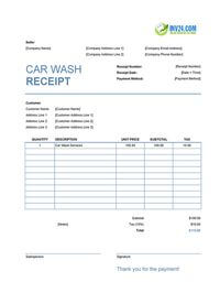 car wash receipt template car wash receipt template