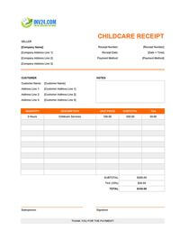 childcare receipt template