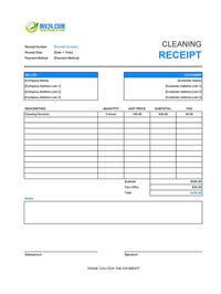cleaning receipt template