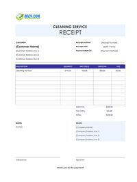 cleaning service receipt template