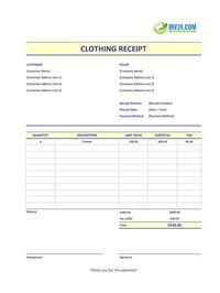 clothing receipt template clothing receipt template