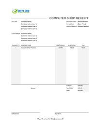 computer shop receipt template computer shop receipt template