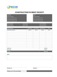construction payment receipt template