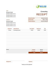 consulting receipt template consulting receipt template