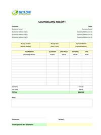 counselling receipt template counselling receipt template