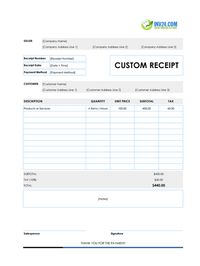 custom receipt template custom receipt template