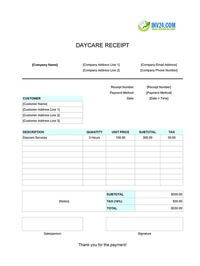daycare receipt template