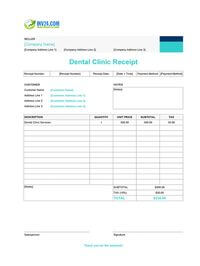 dental clinic receipt template
