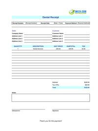 dental receipt template dental receipt template