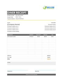 diner receipt template