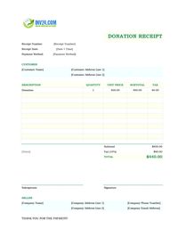 donation receipt template donation receipt template