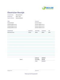 electrician receipt template electrician receipt template