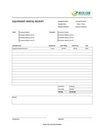 equipment rental receipt template equipment rental receipt template
