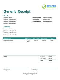 generic receipt template generic receipt template