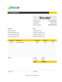 gym membership receipt template