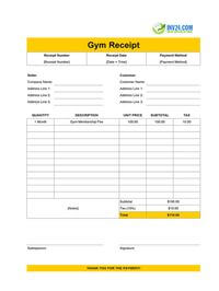 gym receipt template gym receipt template