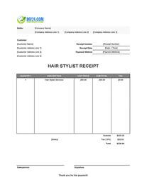 hair stylist receipt template hair stylist receipt template