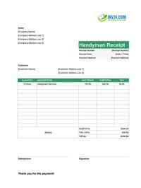 handyman receipt template handyman receipt template