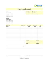 hardware receipt template hardware receipt template