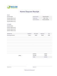 home daycare receipt template