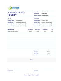 home health care receipt template home health care receipt template