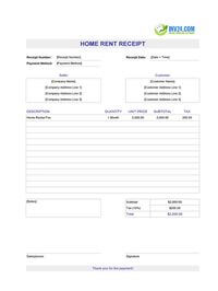 home rent receipt template