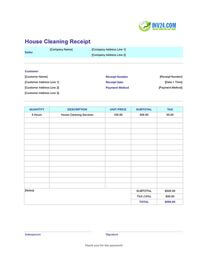 house cleaning receipt template house cleaning receipt template