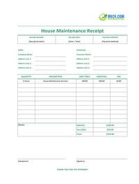 house maintenance receipt template house maintenance receipt template