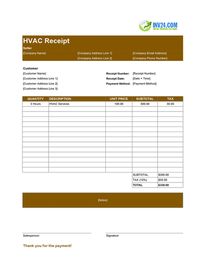 hvac receipt template