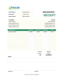 insurance receipt template insurance receipt template