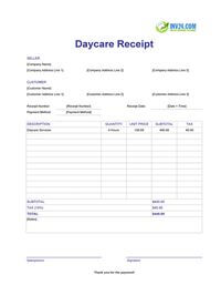 itemized daycare receipt template