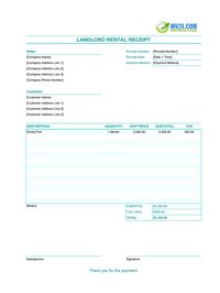 landlord rental receipt template