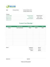 lawn care receipt template lawn care receipt template