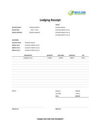 lodging receipt template lodging receipt template