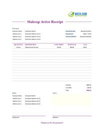makeup artist receipt template makeup artist receipt template