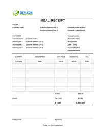 meal receipt template