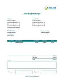 medical receipt template