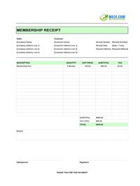 membership receipt template membership receipt template