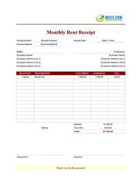 monthly rent receipt template monthly rent receipt template