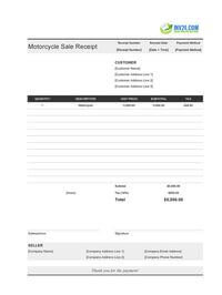 motorcycle sale receipt template motorcycle sale receipt template