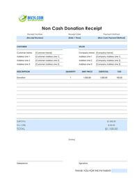 non cash donation receipt template